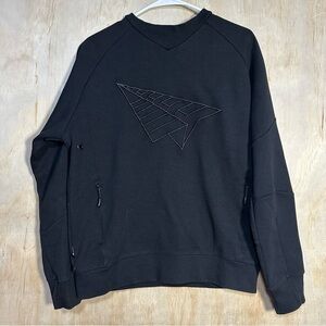 Paper Planes Men's LARGE Black Embroidered Fleece Pullover Sweatshirt Roc Hiphop